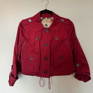 Authentic Burberry London Women’s Red Rain Coat Size 4